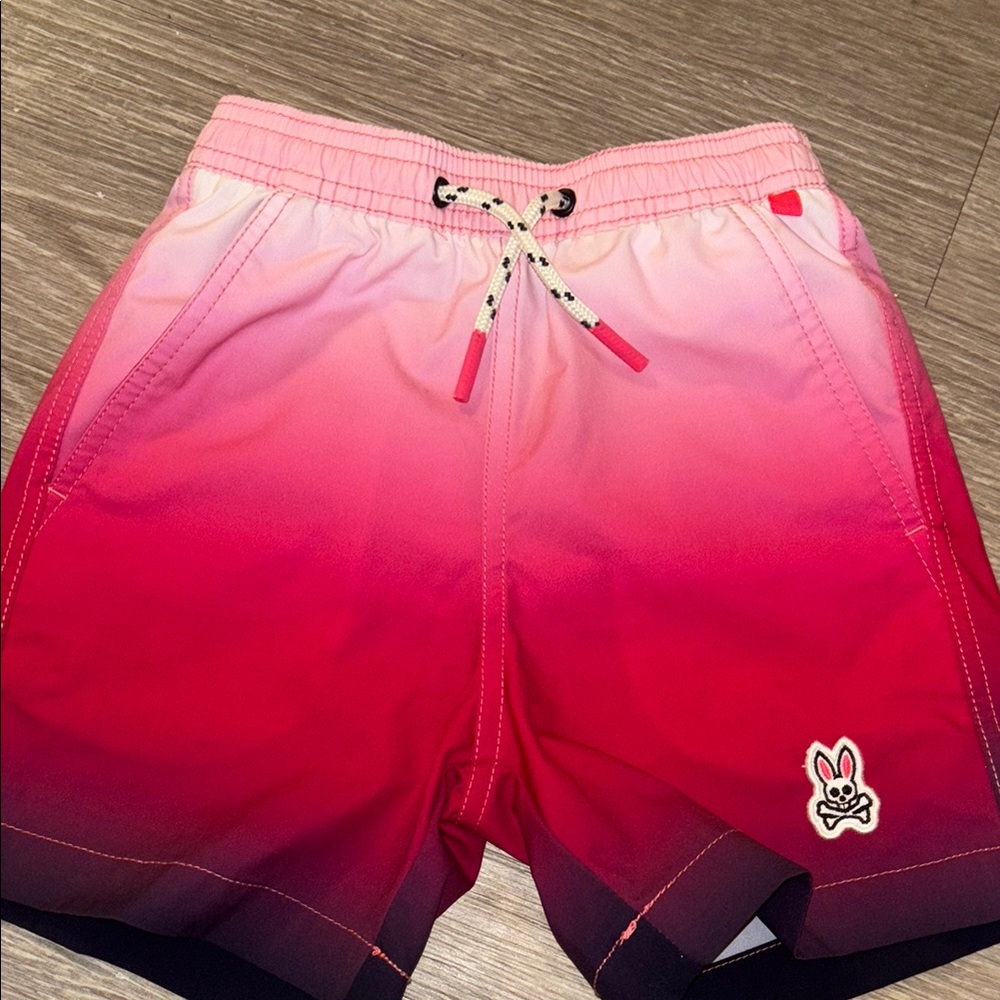 Kids psycho bunny Pink and Red Ombre Swim Shorts
